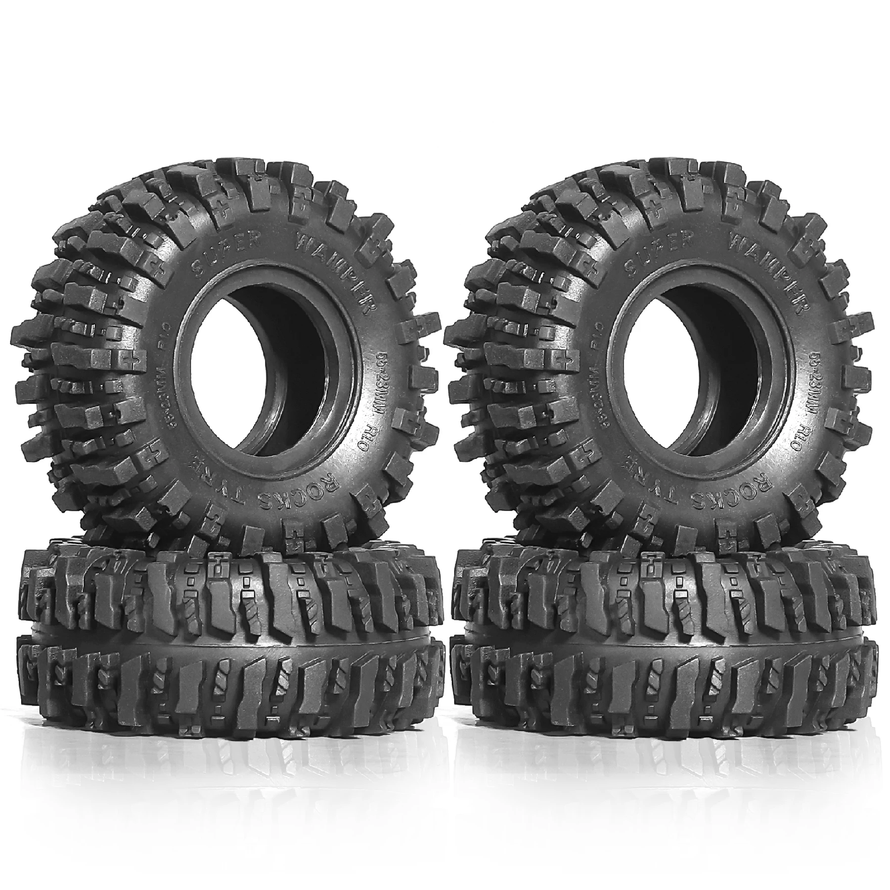 1.0 RC Crawler Tires 1/24 1/18 All Terrain Soft Rubber Mud Wheels Tyres For 1:24 1:18 Rock Crawler Car Axial SCX24 FMS AX24 4PCS