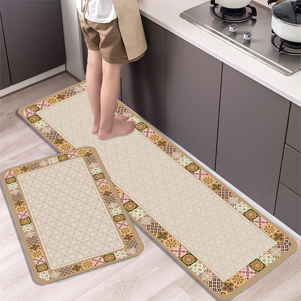 Rutschfeste Küchenmatte aus Kristallsamt, super saugfähige Fußmatten für die Küche, lange Teppiche, Badezimmer-Eingangstürmatte, Schlafzimmer, lange Teppiche – Detail 12