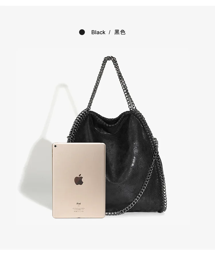 Mode frauen Kette Schulter Tasche Vintage Große Kapazität Umhängetasche Weibliche Faltbare Einfarbig Handtaschen Einkaufstaschen – Detail 28