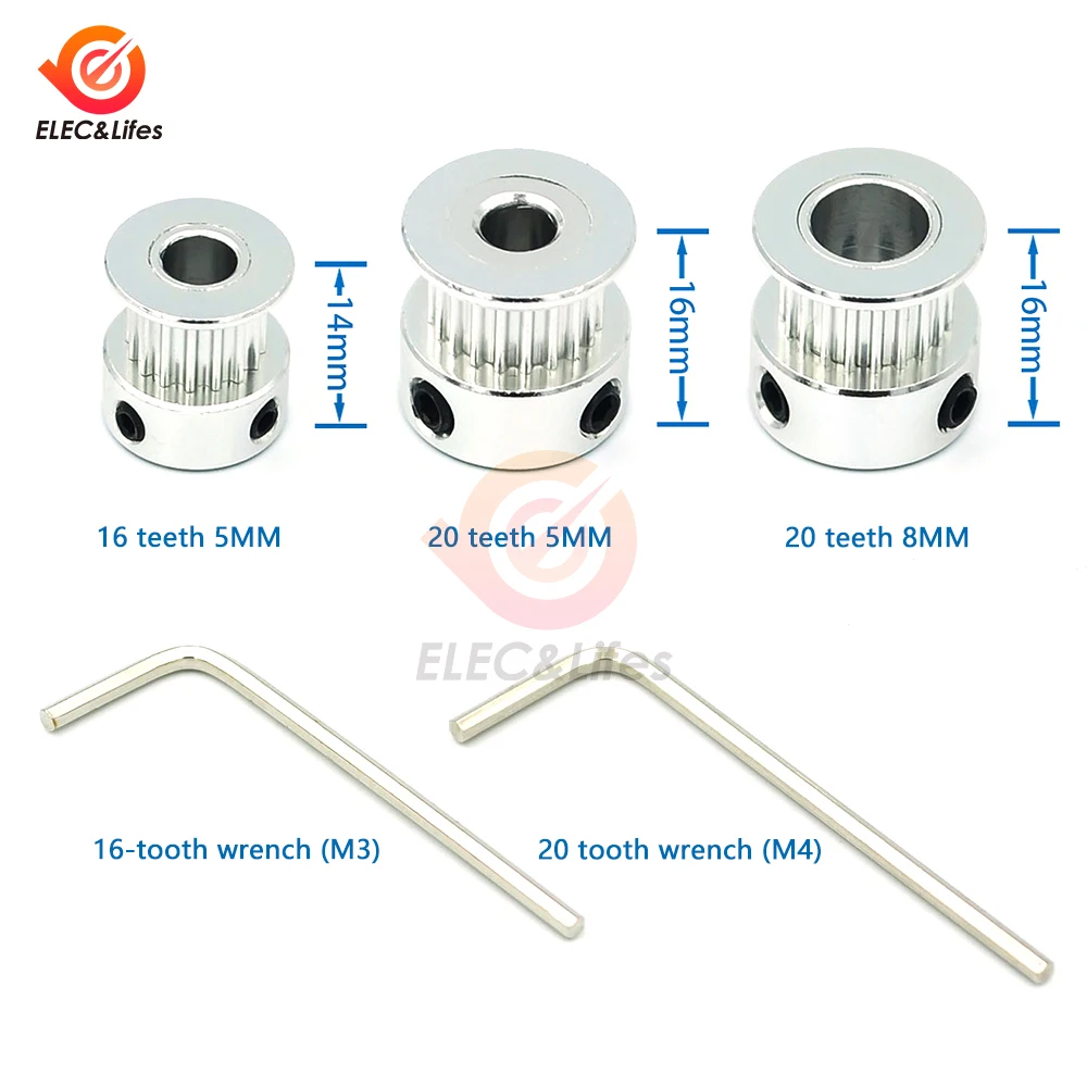 2GT 16 20 Zähne 2GT Timing Pulley Bohrung 5/8mm M3 M4 Allen Schraubens chl üssel für GT2 Zahnriemen breite 6mm 3D-Drucker CNC-Teile