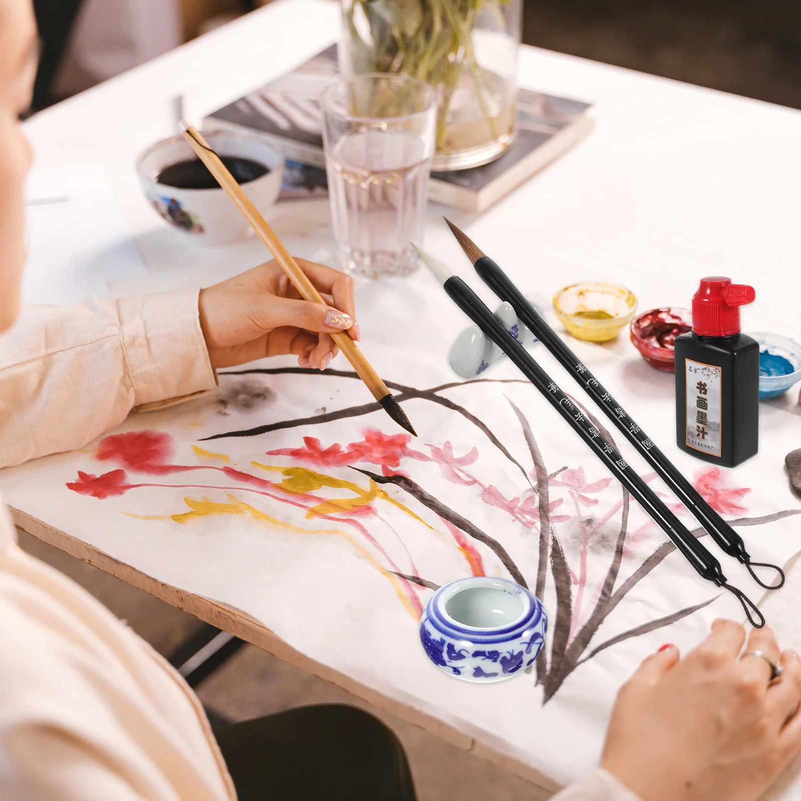 

1 Set Calligraphy Set Chinese Writing Cloth For Beginners Reusable Practice Kit Water Writing Mat Art Supply Study Accessory