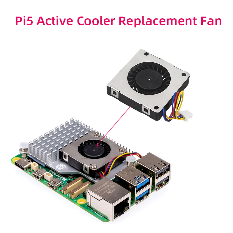 Raspberry Pi 5 PWM Cooling Fan 30x30x7 Air-blower Replacement Fan Module for Raspberry Pi Active Cooler