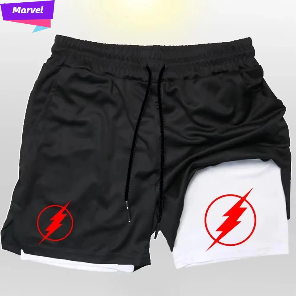 

Men's autumn Marvel Thunder Lightning minimalist basic 2-in-1 sports shorts casual versatile
