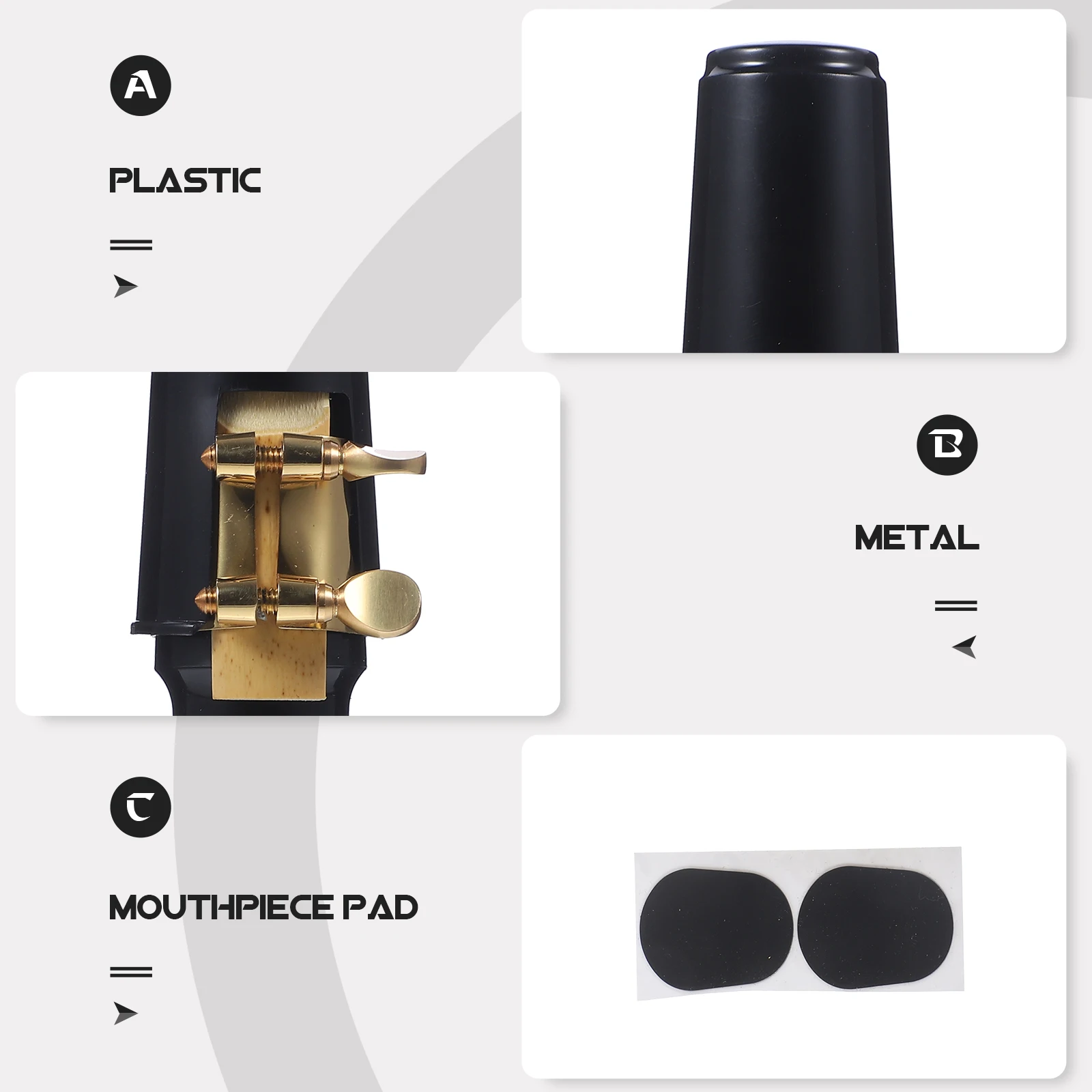 

2 Sets Alto Saxophone Mouthpiece Kit Ligature Cap Reed Pad For Woodwind Instrument Accessories Replacement Parts Alto Saxophone