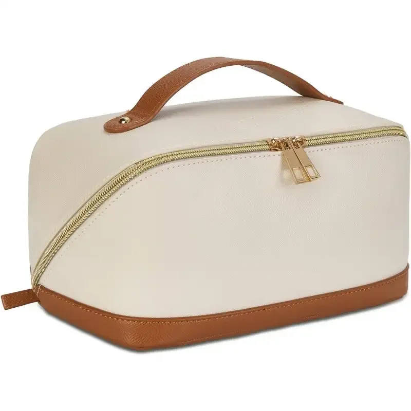 

Makeup Bag Large Capacity Travel Cosmetic Bag Portable PU Leather Water Resistant Makeup Organizer Bags for Women