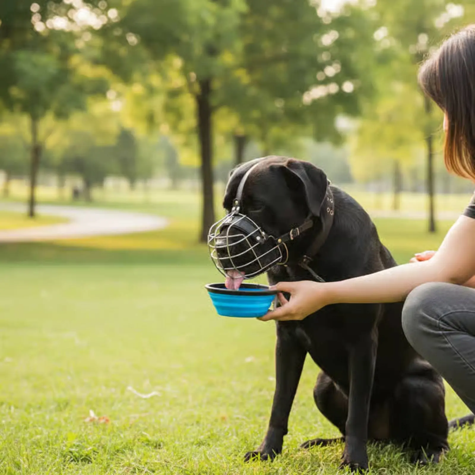 

Metal Dog Muzzle Allows Panting Mouth Guard Pet Gear Comfortable Padding