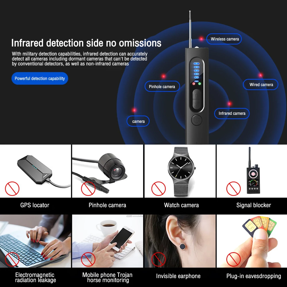 X13 Infrared Camera Anti Peeping Detector Protective Alarm Portable Mini Camera Tester GPS Signal Device Scanner Detector
