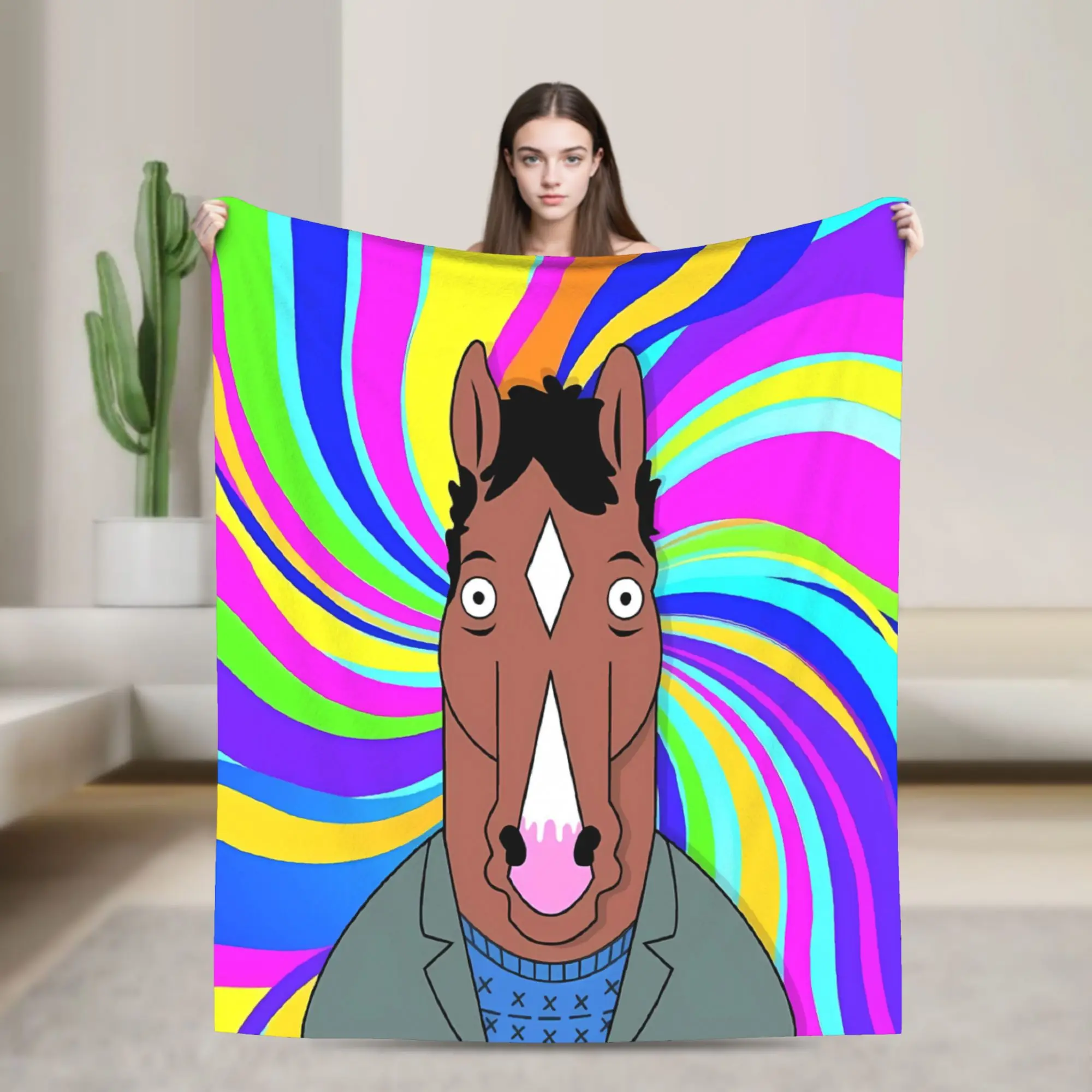 Edgy BoJack Horseman Urban Poster Blanket  Warm Soft Funny Plush Bedding Throws For Couch Chair Airplane Bedspread Bed Cover