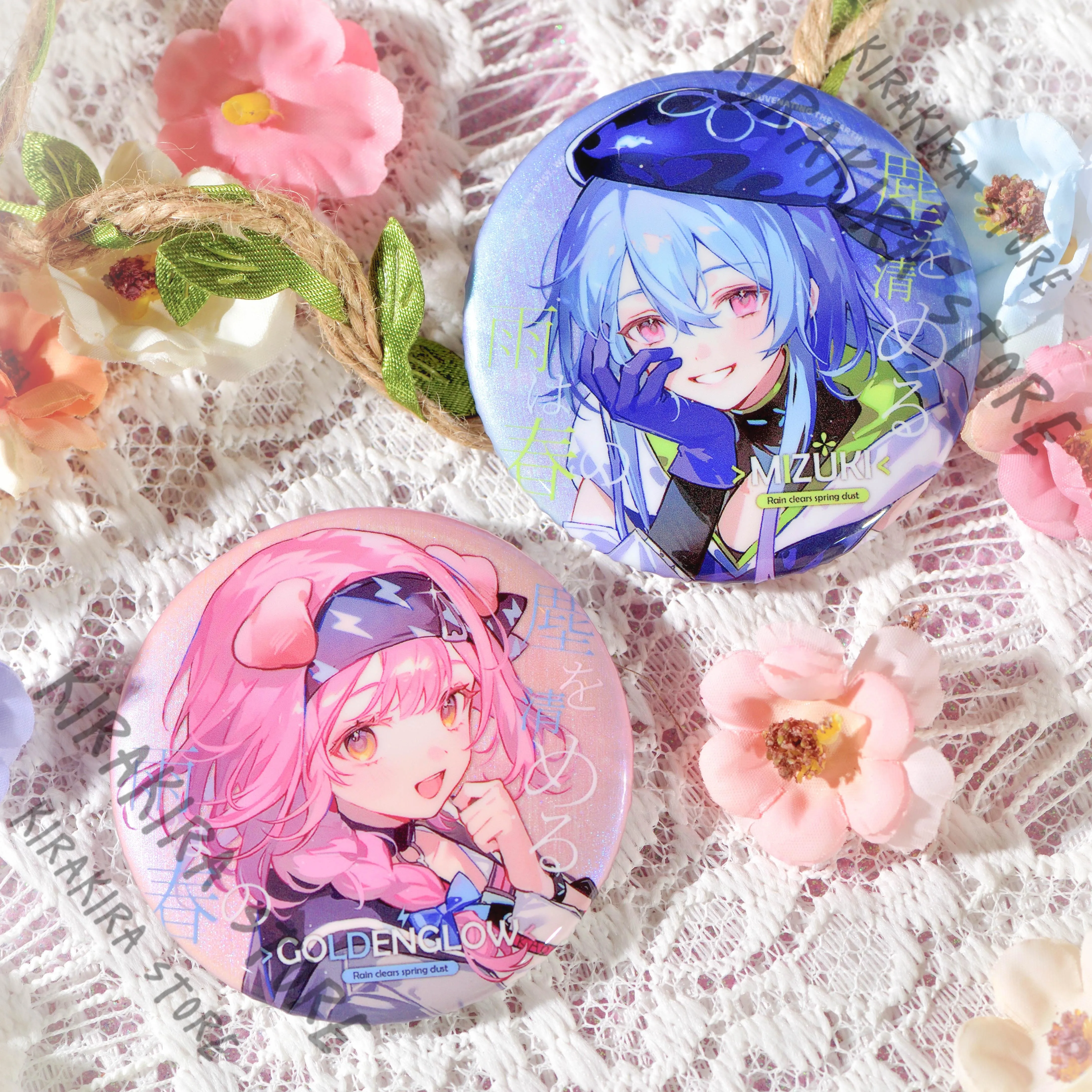 

Goldenglow Arknights Mizuki Cosplay Double Flash Badge Pendant Colored Quicksand Mahjong Ornaments Acrylic Transparent Card