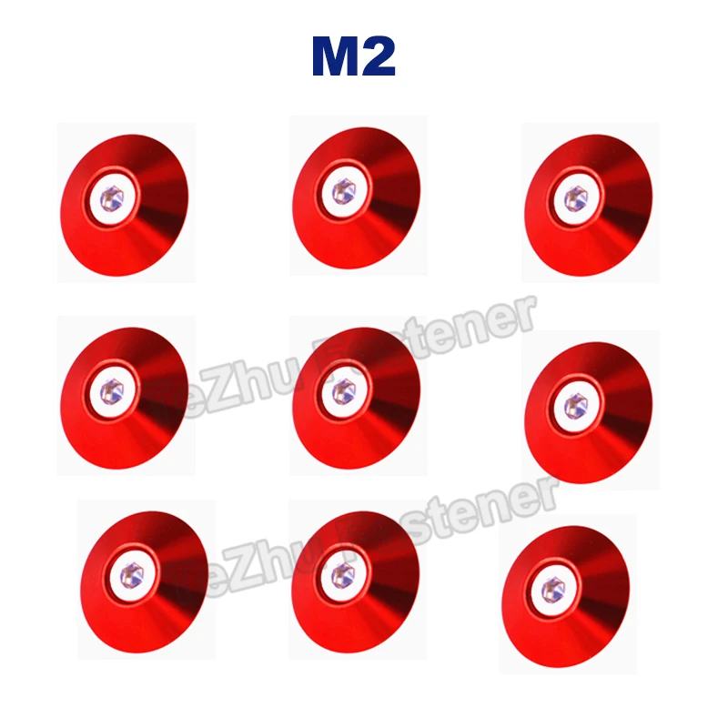 3/5/10Pcs M2 Aluminum Countersunk Umbrella Flat Head Screw Concave Conical Decorative Groove Washer Gasket Outer Dia 12mm