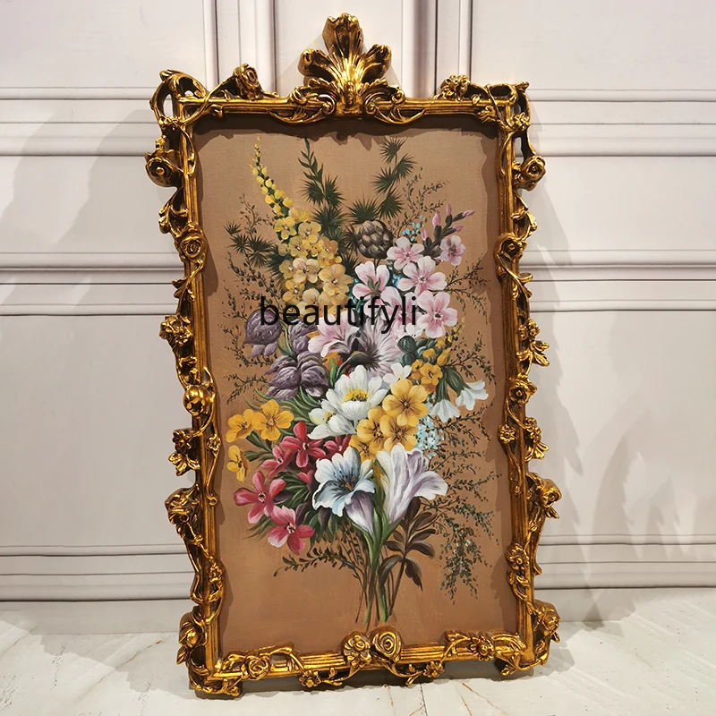 

Vintage Carved Living Room Entrance Fireplace Mirror French Decorative Mirror Wall-Mounted Vanity Mirror