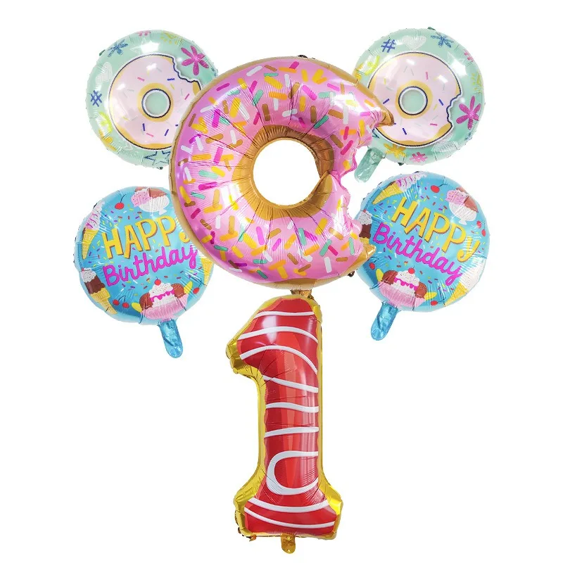 40inch Big Candy Number Balloon Jumbo Donut Digital Foil Balloons For Birthday Decoration