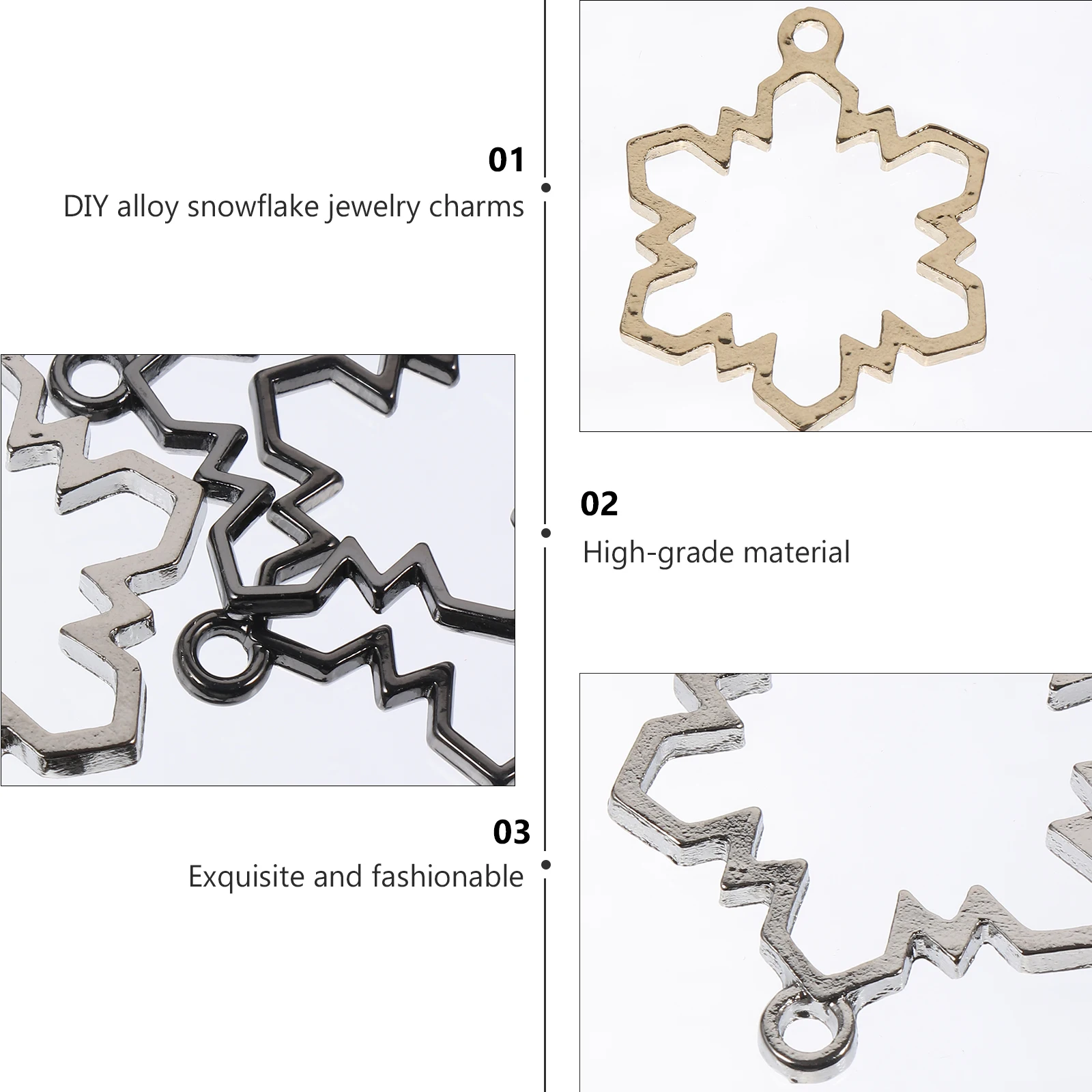

30pcs Snowflake Pendant Bezel Hollow Mold Pendants for Resin Necklace Craft Christmas Jewelry Accessories Alloy Charm Making