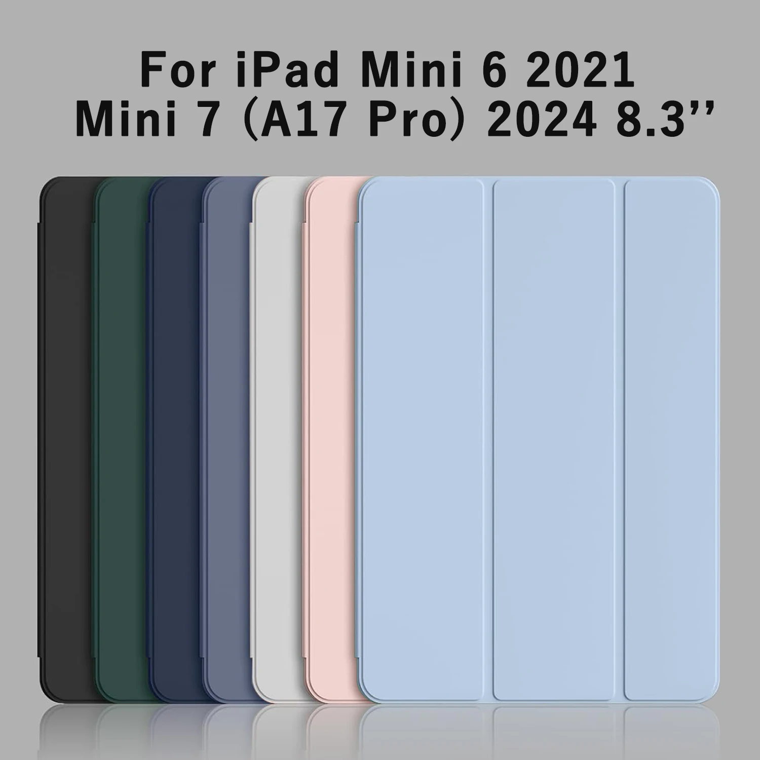 Tri-fold Flip Case For iPad Mini 6 7 (A17 Pro) 8.3'' 2024 2021 A2568 A2995/A2996 AMagnetic Stand PU Leather Protective Cover