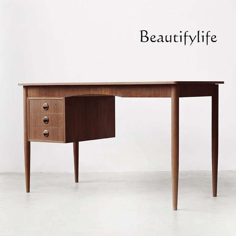 

Retro modern design, solid wood desk, cherry wood furniture, writing desk, Myanmar teak