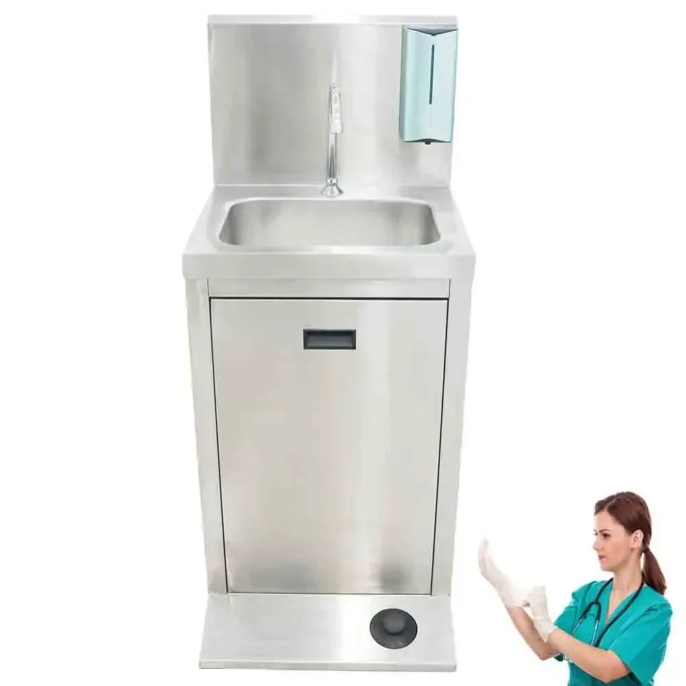 Stainless Steel Medical Hospital with Foot Operated Valve and Tap portable hand wash sink