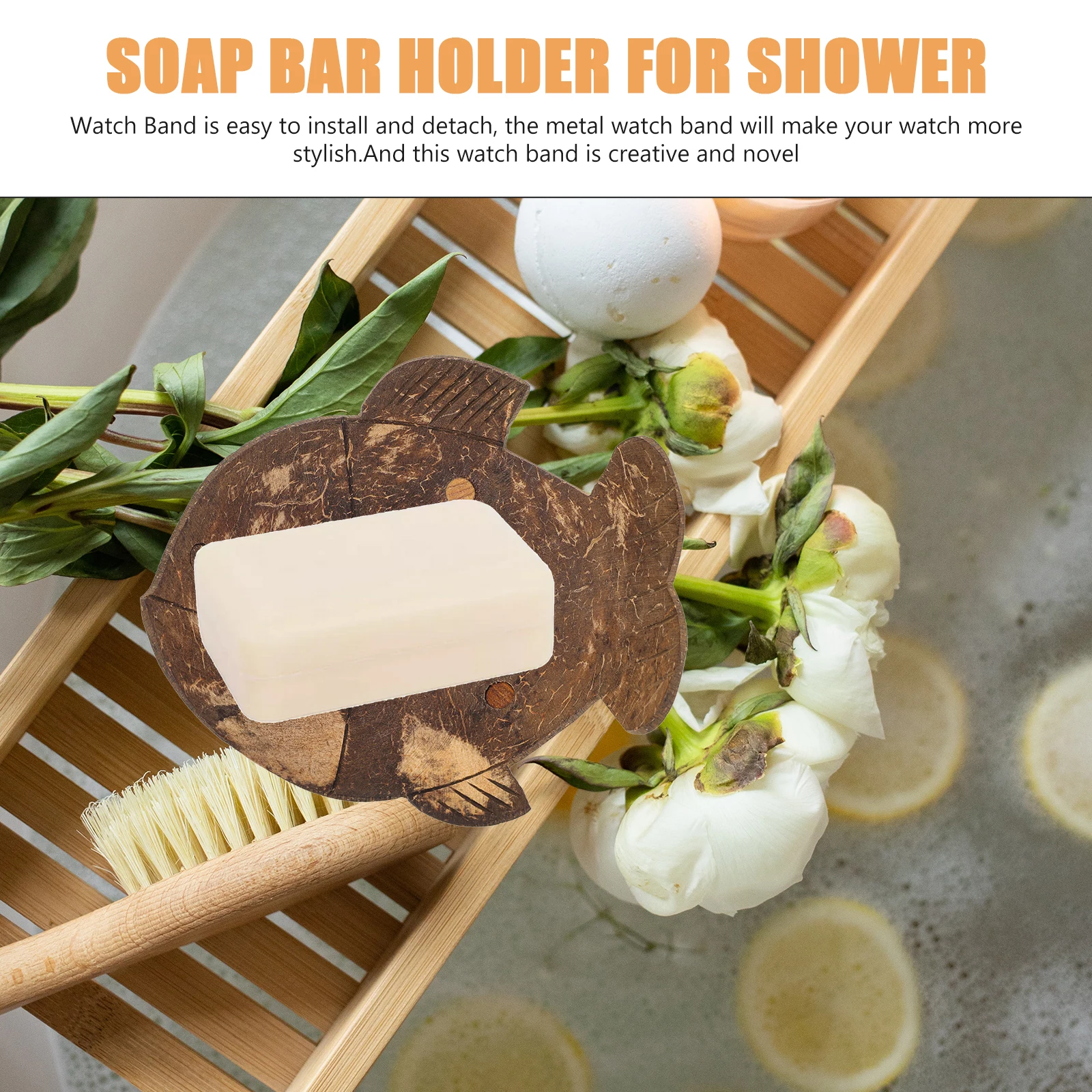 

Coconut Shell Soap Box Wooden Bathroom Dishes for Shower Container Unique Holder Small Tray Self Draining Hole Keeps Dry