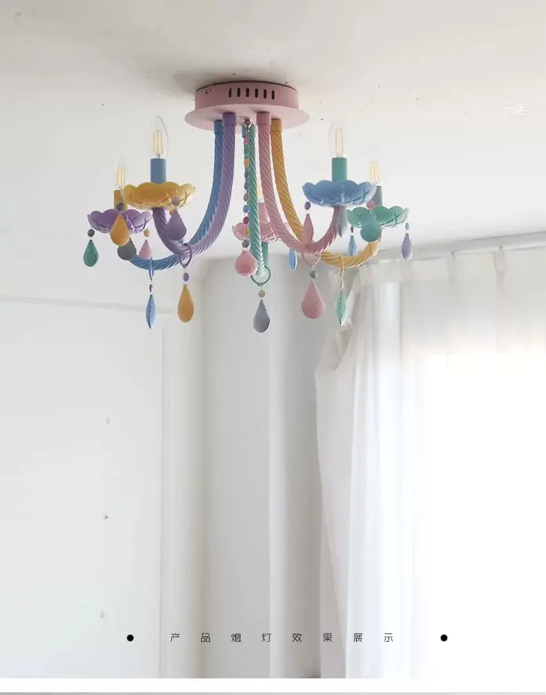 color crystal ceiling lamp girl bedroom Princess bedroom children's room lamp creative personality candy crystal lamp