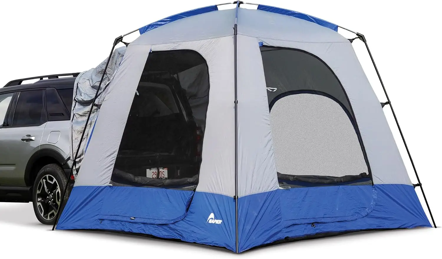 

Tent 9'x9' Waterproof Camping Tent with Universal Vehicle Sleeve and Awning 5 Person Blue/Grey Car Tent