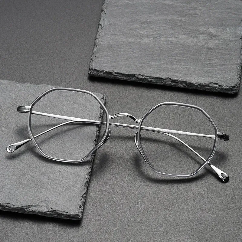 BETSION Japanese Brand Octagonal Titanium Eyeglasses Frames Men Handmade Desginer Prescription Small Female Eyewear #7311