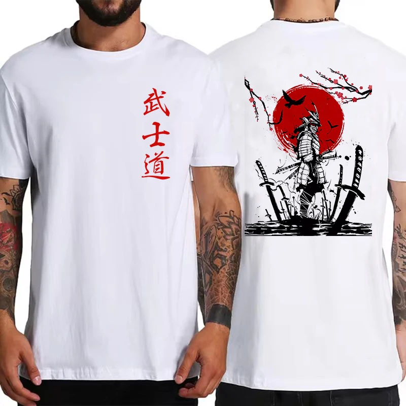 Soft Japan Samurai Spirit T Shirts for Men Japanese Style Back Print Loose Oversized Tops T-shirt Male Gifts Tee Unisex