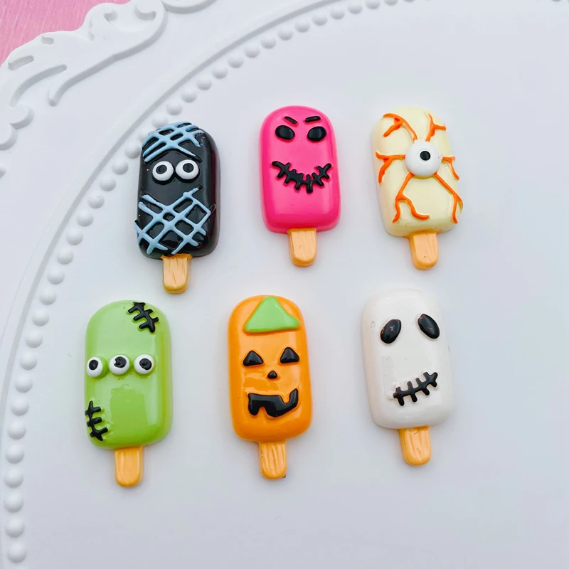 10pcs Resin Hot Selling Halloween Popsicle for Crafts Making, Scrapbooking, Jewelry Accessory DIY