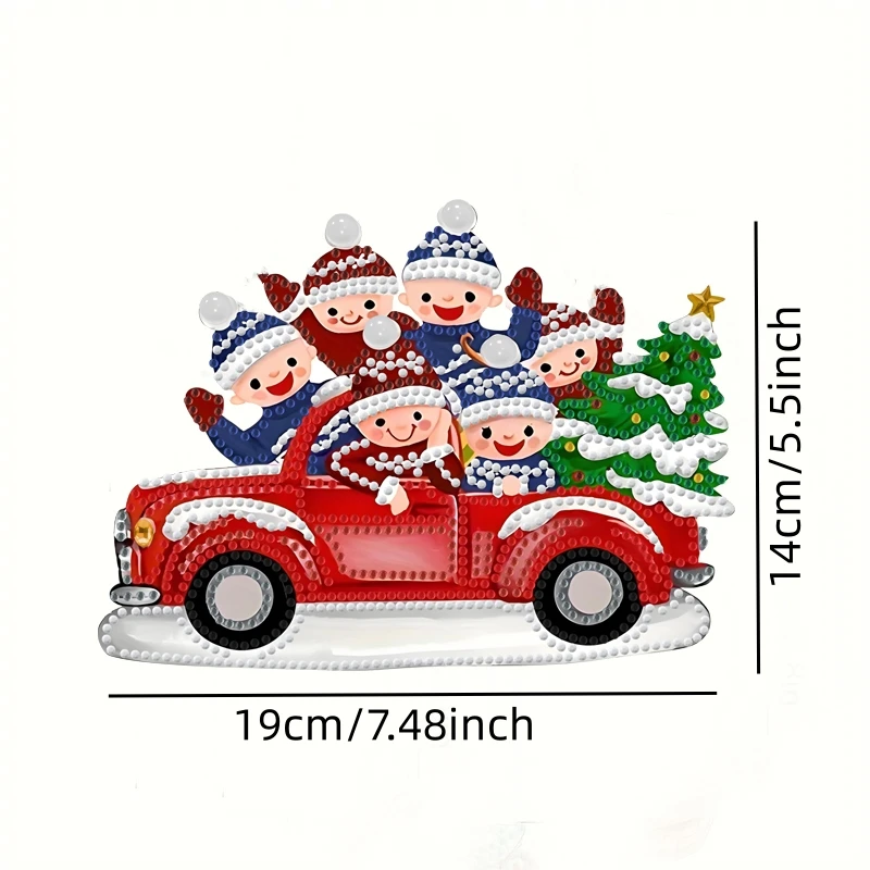 1PCS diamond Painting Christmas Cars Style Odd-shaped DiamondsAcrylic Material House Plate Art Pendant DIY Handicraft Dot Drill