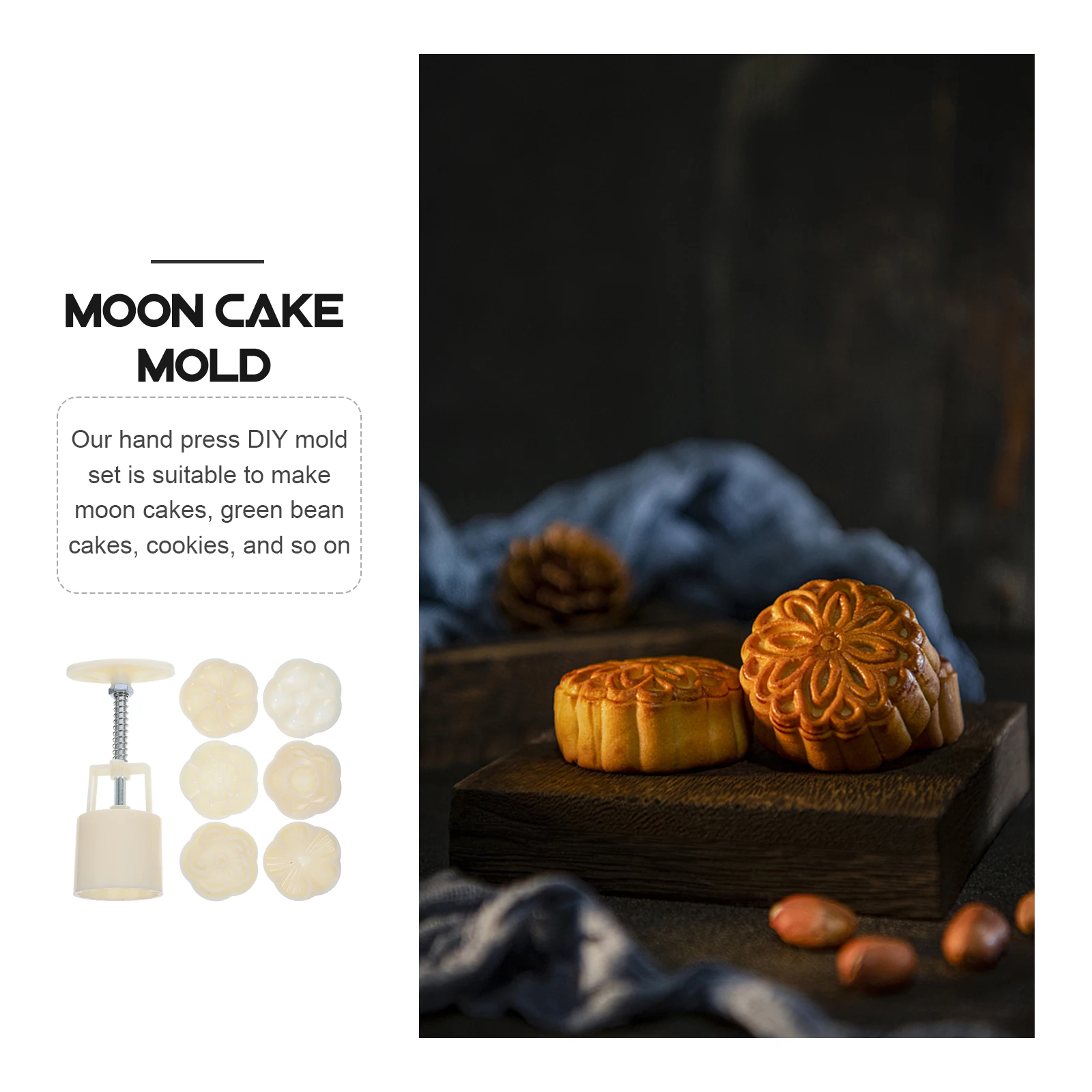 

DIY Mold Press Fondant Molds Floral Hand Pressure Moon Cake Mould Flower Pattern Stamps Cookie Embosser Baking Tools