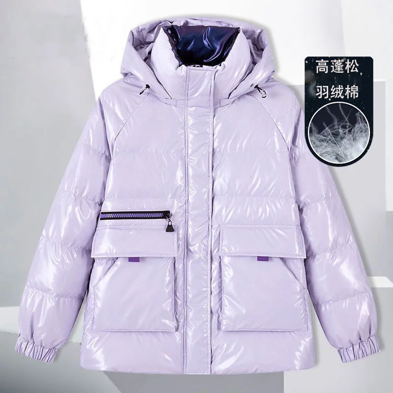 Chaquetas acolchadas brillantes sin lavado para mujer, Parkas cortas, prendas de vestir para niña, abrigos acolchados de algodón para invierno, jp512, novedad de 2023