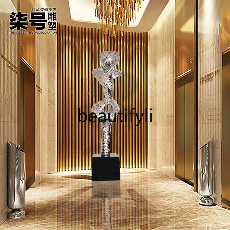 6239Stainless Steel Round Large Abstract Sculpture Ornament Outdoor Floor Metal Soft Decoration