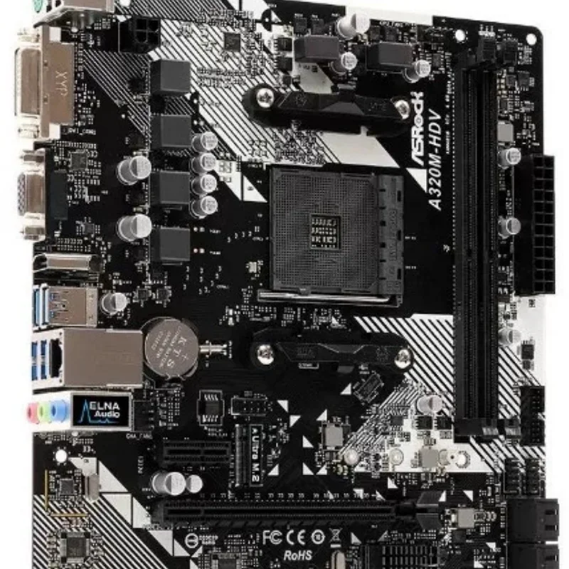 اختبار مستعمل OK ASRock A320M/AC مقبس AM4، PC، 5 5600 5700 PRO 1200 4300G 202 lon 220GE cpu M.2 DDR4 32GB Micro ATX
