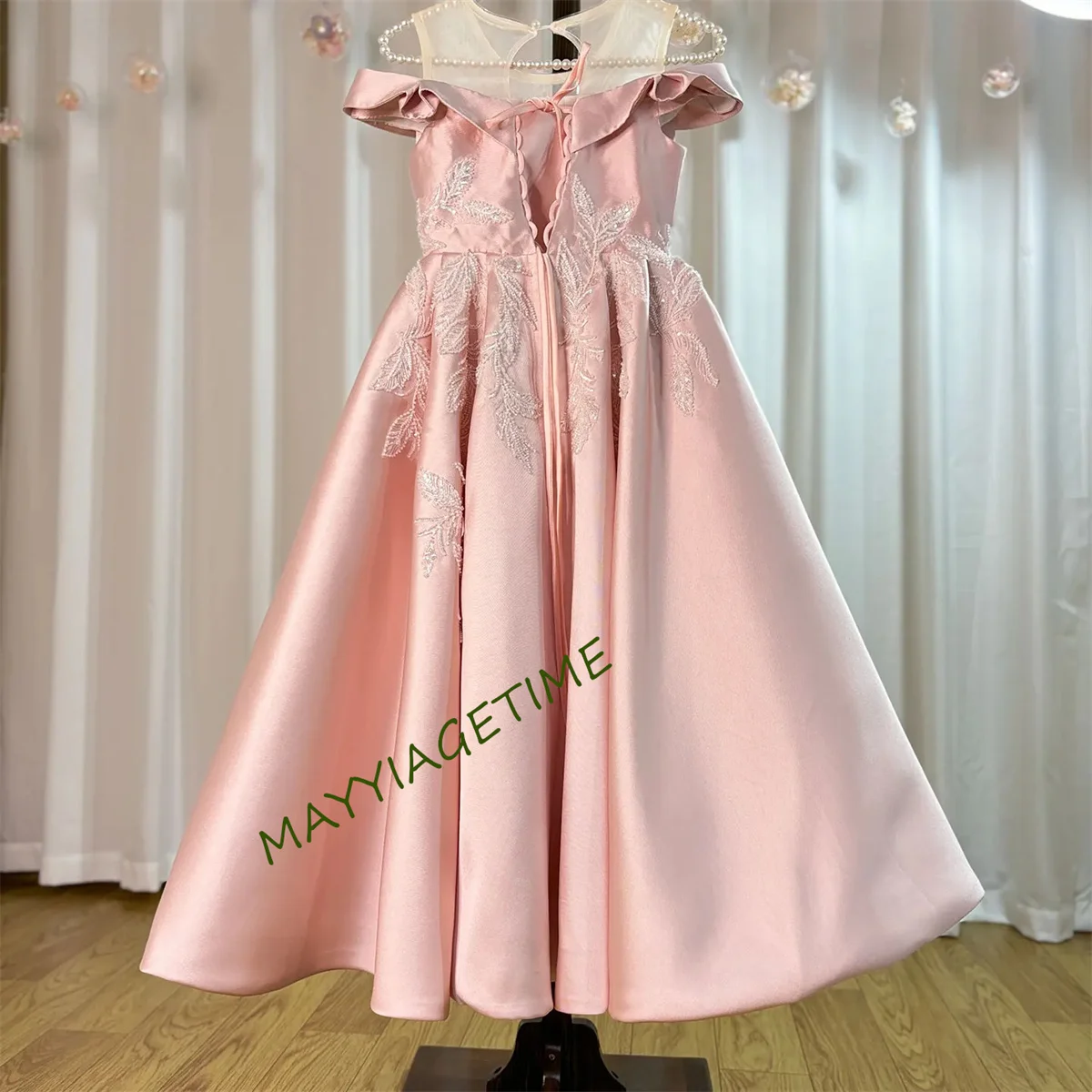 

CustomizedLuxury Pink Flower Girl Dress Appliques Sequined Princess Ball Gown for Kids Wedding Birthday Party Pageant