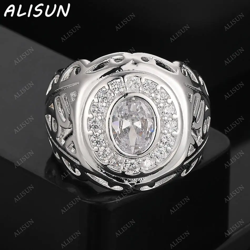 

ALISUN 925 Sterling Silver Zircon Wide Version Ring For Women Men Fashion Jewelry Charm Grace Wedding Engagement Accessories
