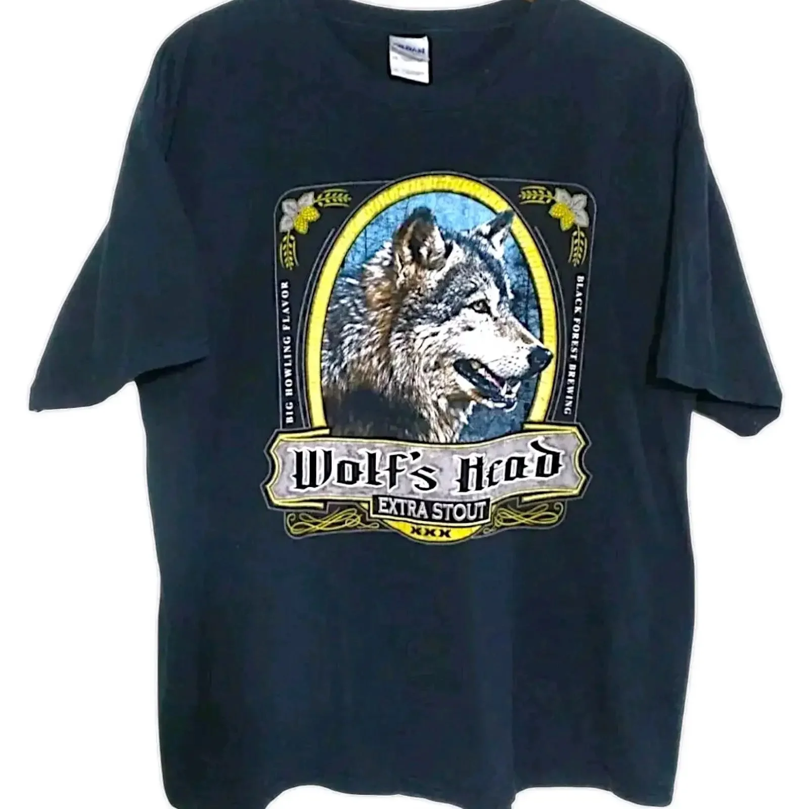 Wolfskopf Extra Stout Beer Herren T Shirt Schwarz XL vintage Washed homme Soft Stylish Top For Everyday Wear Slightly