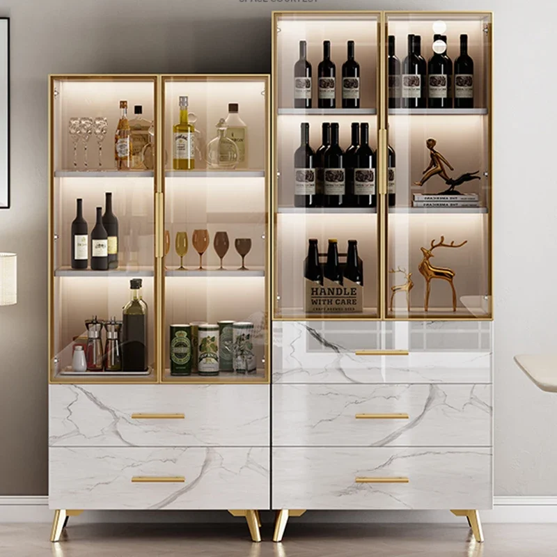 Modern Simple Wine Cabinet Rack Dining Side Cabinet Display Luxury Living Room Glass High Kitchen Vitrina Bar Furniture Club