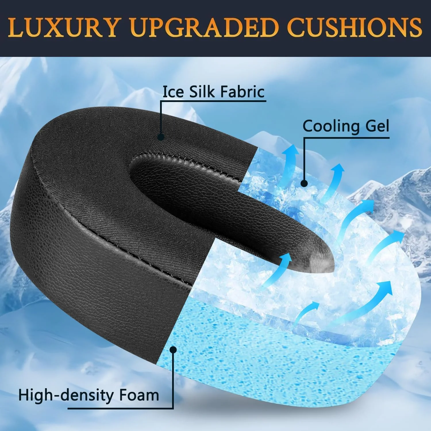 KUTOU Cooling-Gel oorkussens vervanging voor JBL Tune 700BT, 710BT, 720BT, 750BTNC, 760NC, 770NC draadloze over-ear hoofdtelefoon