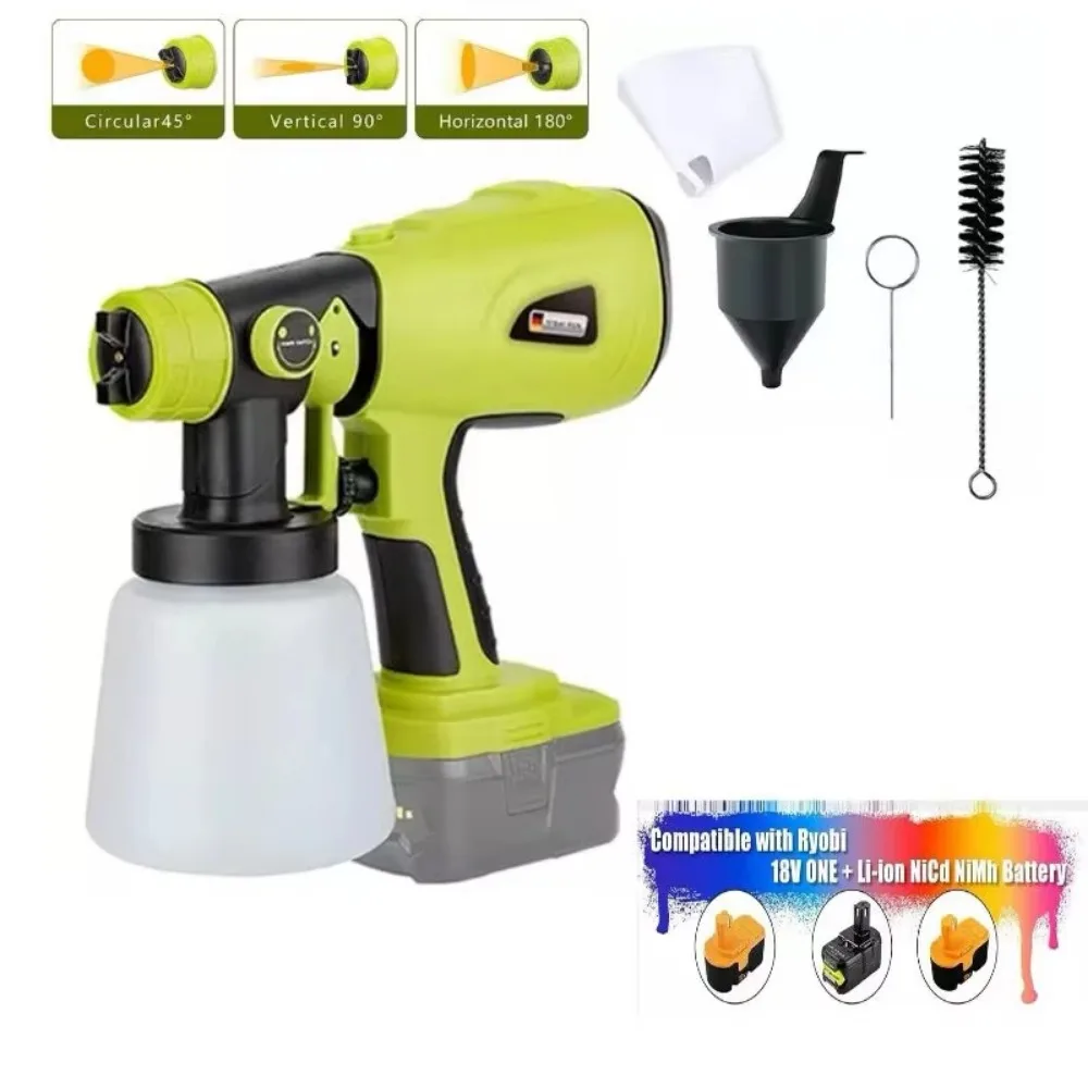 200W Cordless  Spray Gun For Ryobi 18V Lithium  Battery 4 nozzles  Cordless Paint Sprayer Electric Spray Gun Tool (No Battery)