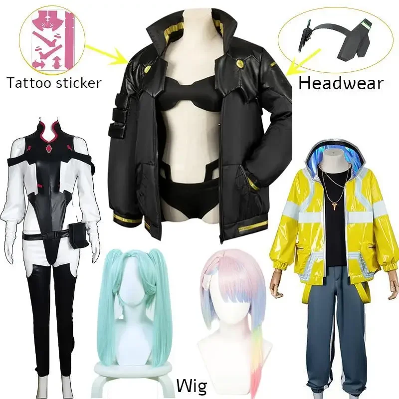 Lucy Cosplay Anime Cyberpunk Edgerunners Rebecca David Martinez Cosplay Costume Uniform Wig Halloween Costume Adult Women Men SD