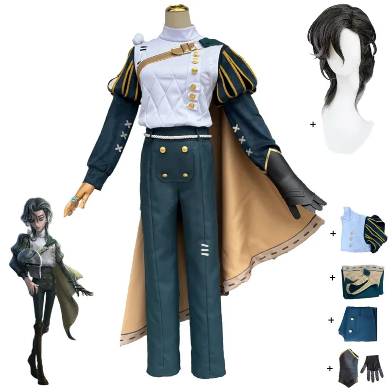 لعبة الهوية vRichard الاسترليني تأثيري حلي أنيمي جديد الناجي فارس شهم موحدة عباءة شعر مستعار رجل كرنفال حفلة البدلة