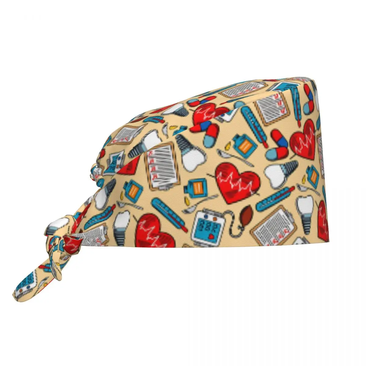 Scrub Caps Colorful Medical Seamless Background Pattern Nurse Hat Men Women Stylish Medical Cap Breathable Tie Back Working Caps