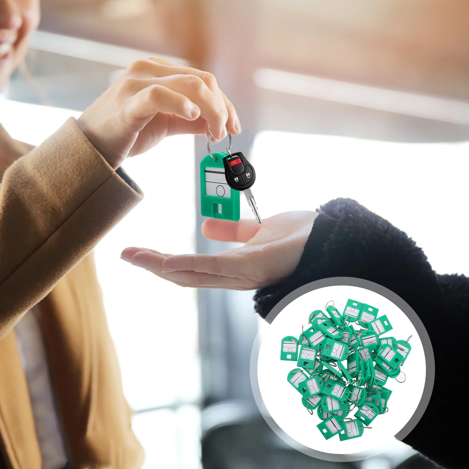 50pcs Plastic Key Tags Id Label Tag With Split Ring For Luggage Hotel Gym Sauna Bag Keychain Label Identifier Reusable