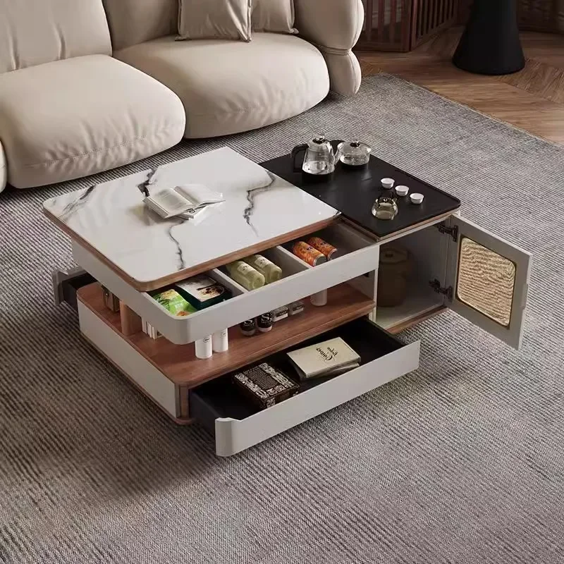 LX متعددة الوظائف لوح الصخور طاولة شاي الكونغ فو الحديثة بسيطة تلسكوبي غرفة المعيشة المنزلية المتنقلة شقة صغيرة الشاي المتكاملةSSS