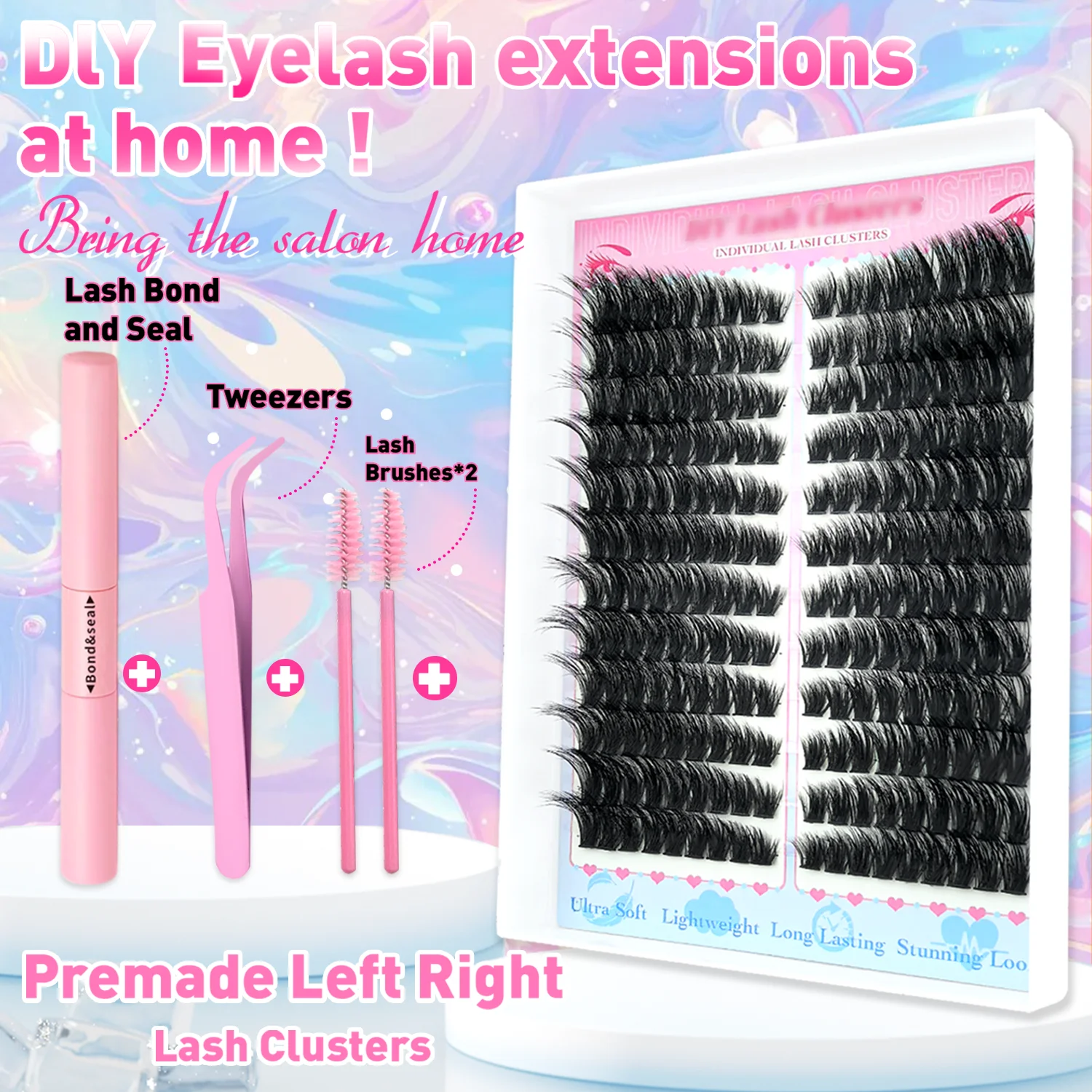 192/160PCS 푹신한 80D 섹셔널 클러스터 인조 속눈썹 – 10-18mm 단일 가닥, 두껍고 자연스러운 외관, 재사용 가능 및 가볍습니다.