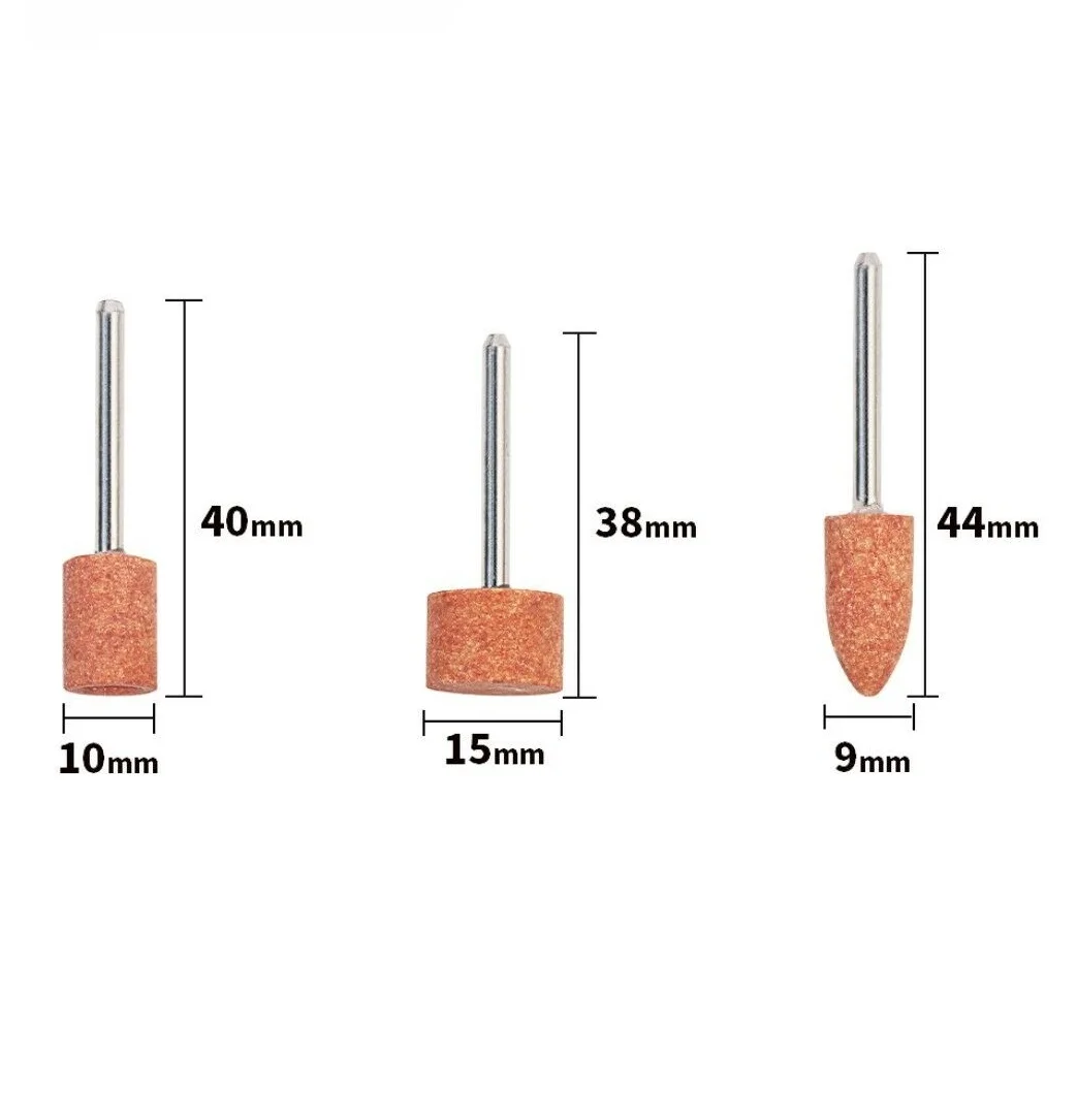 6Pcs ROTARY TOOL GRINDING STONE SET DIY Craft Drill Bits Metal Steel 9/10/15mm Large Small Cylindrical Grinding Head Pointed