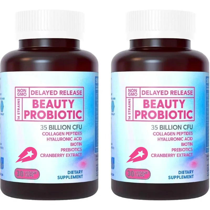 

Female Vaginal Probiotic Capsules Containing Containing Biotin, Collagen, Prebiotics, Hair, Skin, and Nail Support