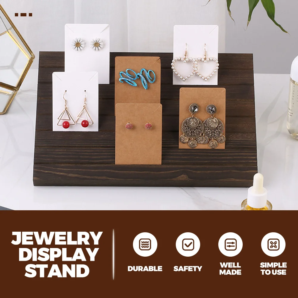 

1Set Wooden Earring Display Holder Jewelry Stand with Cards for Shop Room Decoration Gift Wooden Earring Display Stand