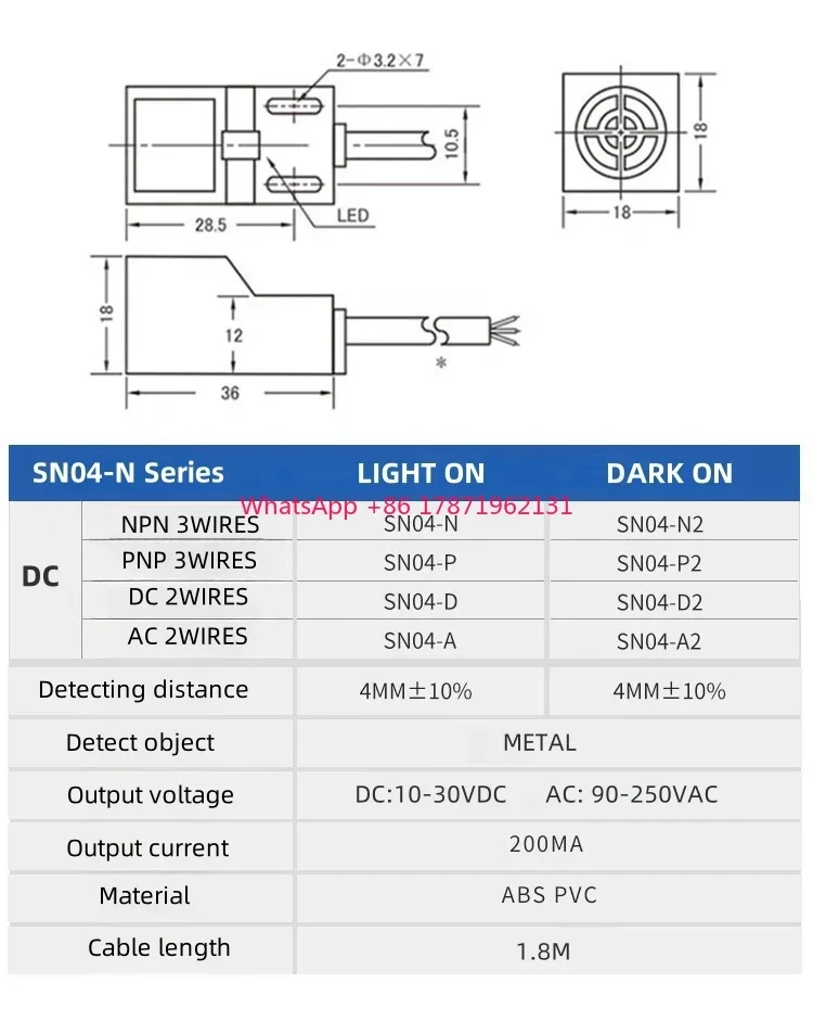 metal detection SN04-A 220VAC 2WIRE waterproof inductive proximity sensor ip67