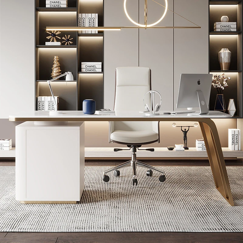 d*-Italian Minimalist Sintered Stone Desk Nordic Creative Writing Desk Computer Desk High Grade Office Furniture escritorio FYDD