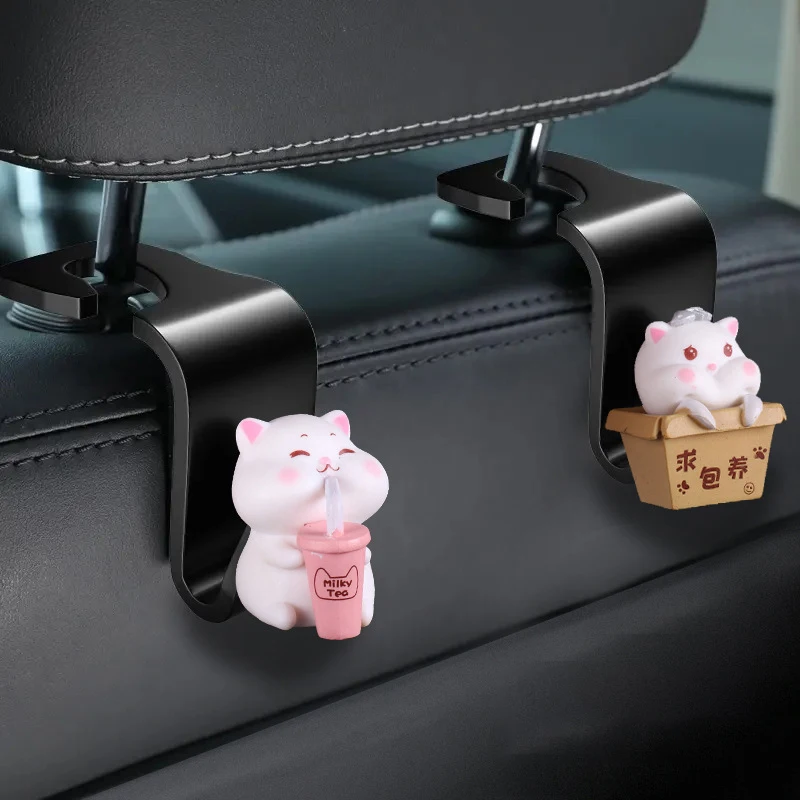 Cartoon Pig Duck Rear Seat Back Hook Headrest Holder Storage Hanger Multi-function Organizer Auto Car Interior Accessories image 2