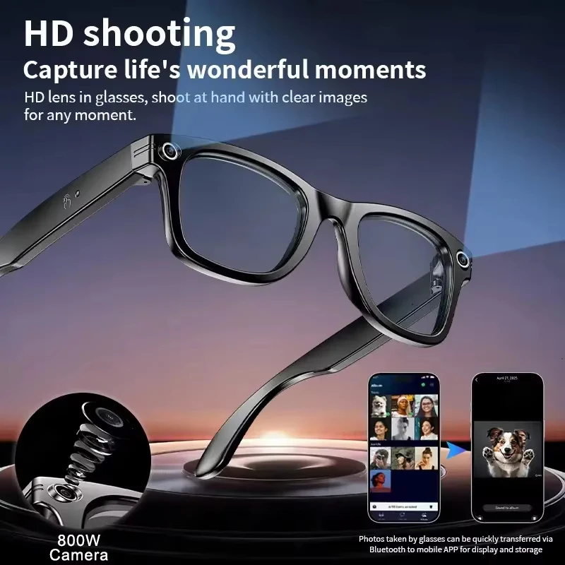 New Ultra AI Smart Glasses With 8MP Camera Translation Sport Sunglasses Bluetooth Call Video Music Player Eyeglass For Men Women